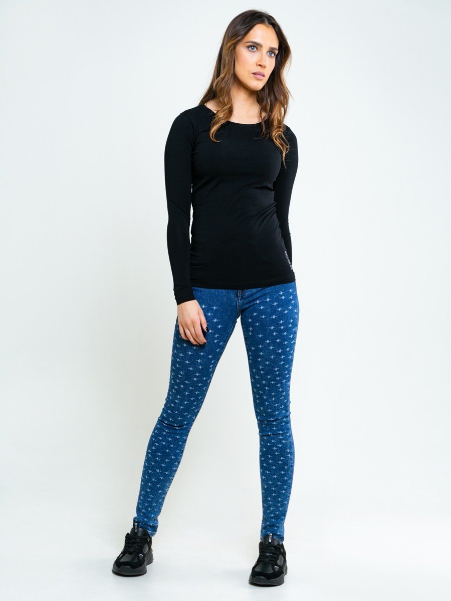 Spodnie jeans damskie z ozdobnymi przetarciami z wysokim stanem Adela 324 BIG STAR