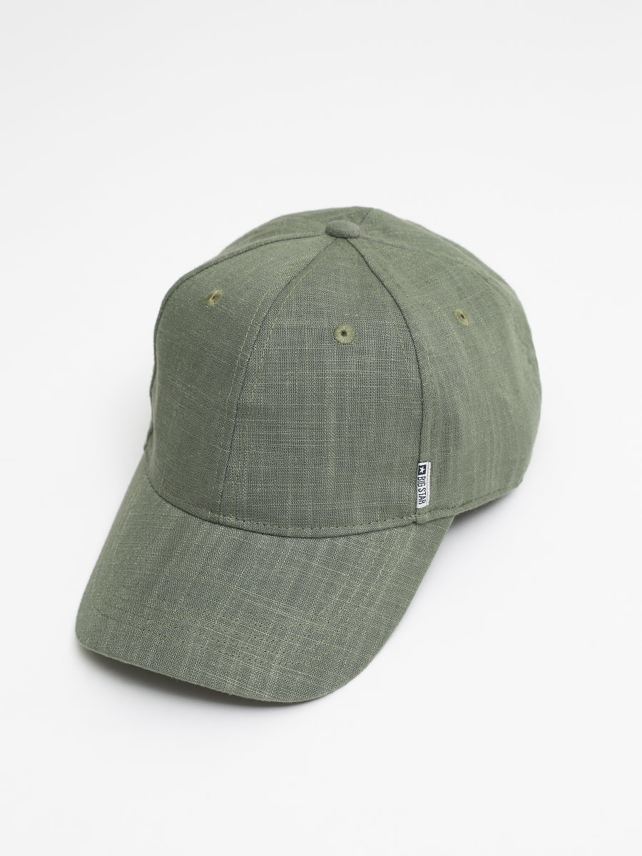 Lniana czapka unisex z daszkiem zielona Lins 303 BIG STAR