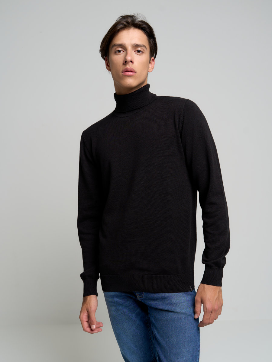 BIG STAR Sweter męski z golfem czarny Iraj 906