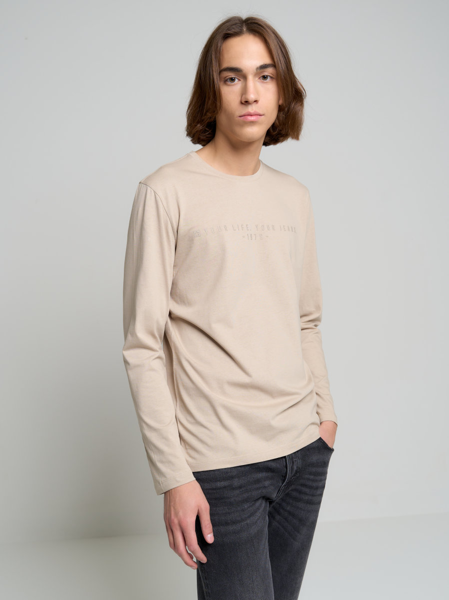 BIG STAR Bluzka męska longsleeve beżowa Lawrence 800