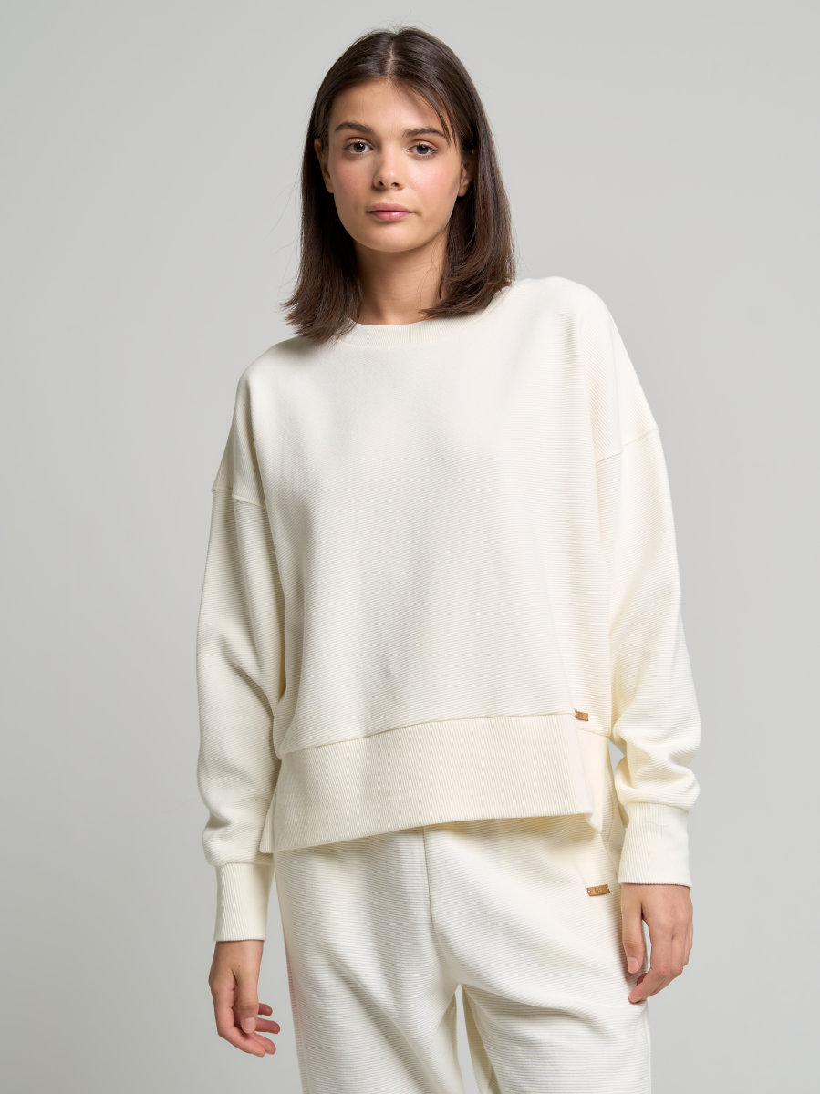BIG STAR Bluza damska z dzianiny strukturalnej kremowa Cecilia 102