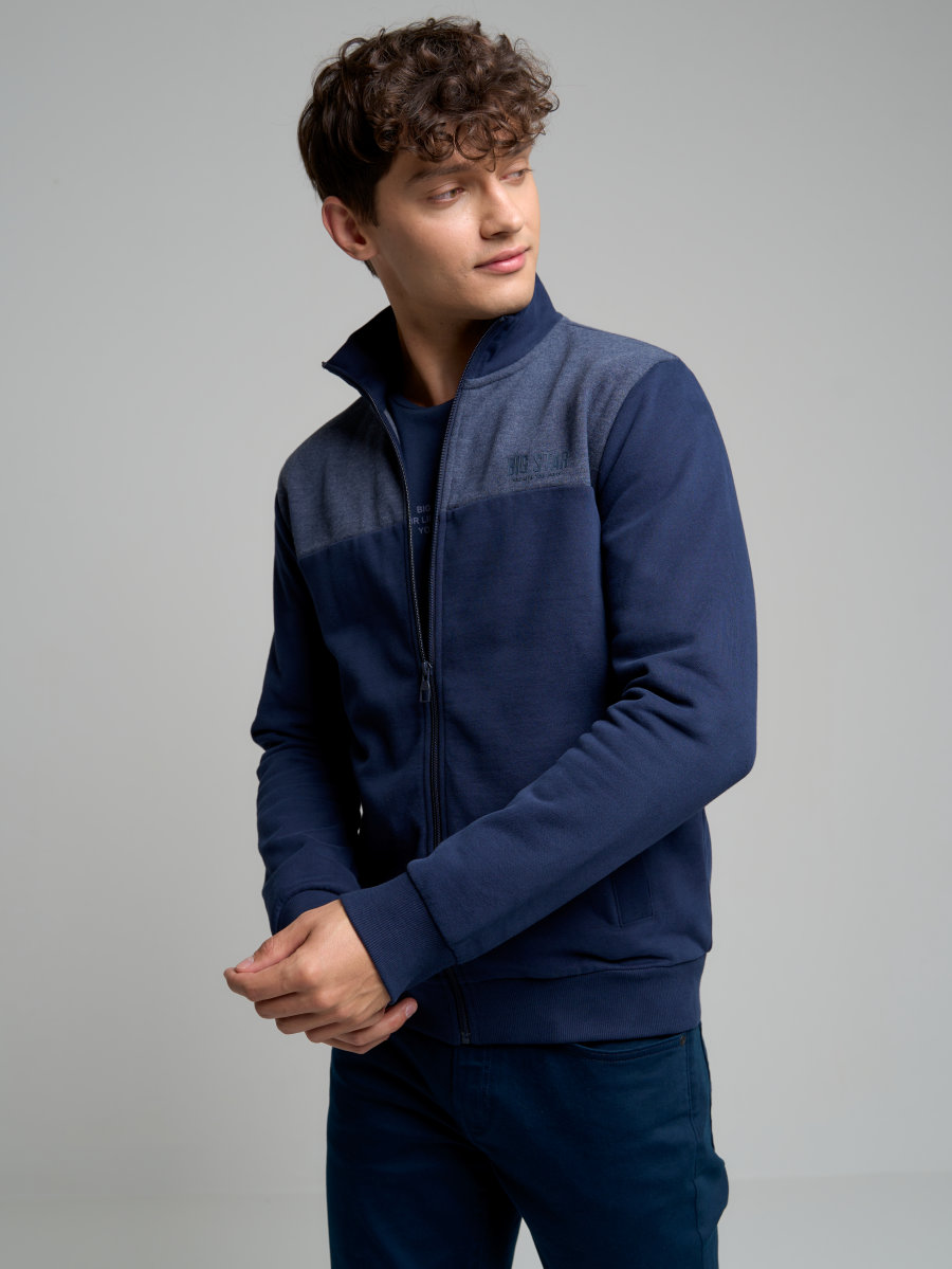 BIG STAR Bluza męska ze stójką granatowa Joe 403