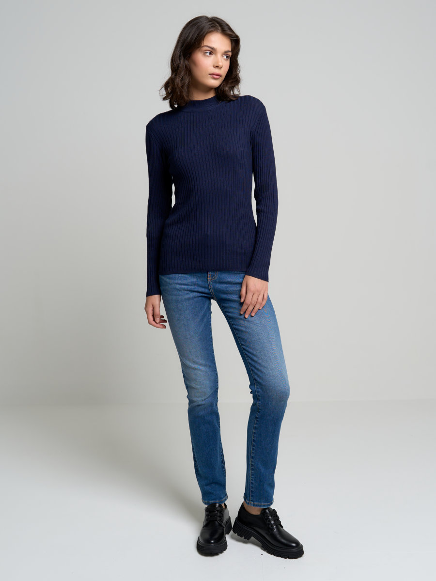 BIG STAR Sweter damski z golfem granatowy Cami 403