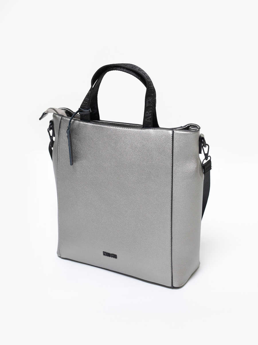 Torba damska typu shopper srebrna HH574080 904 BIG STAR
