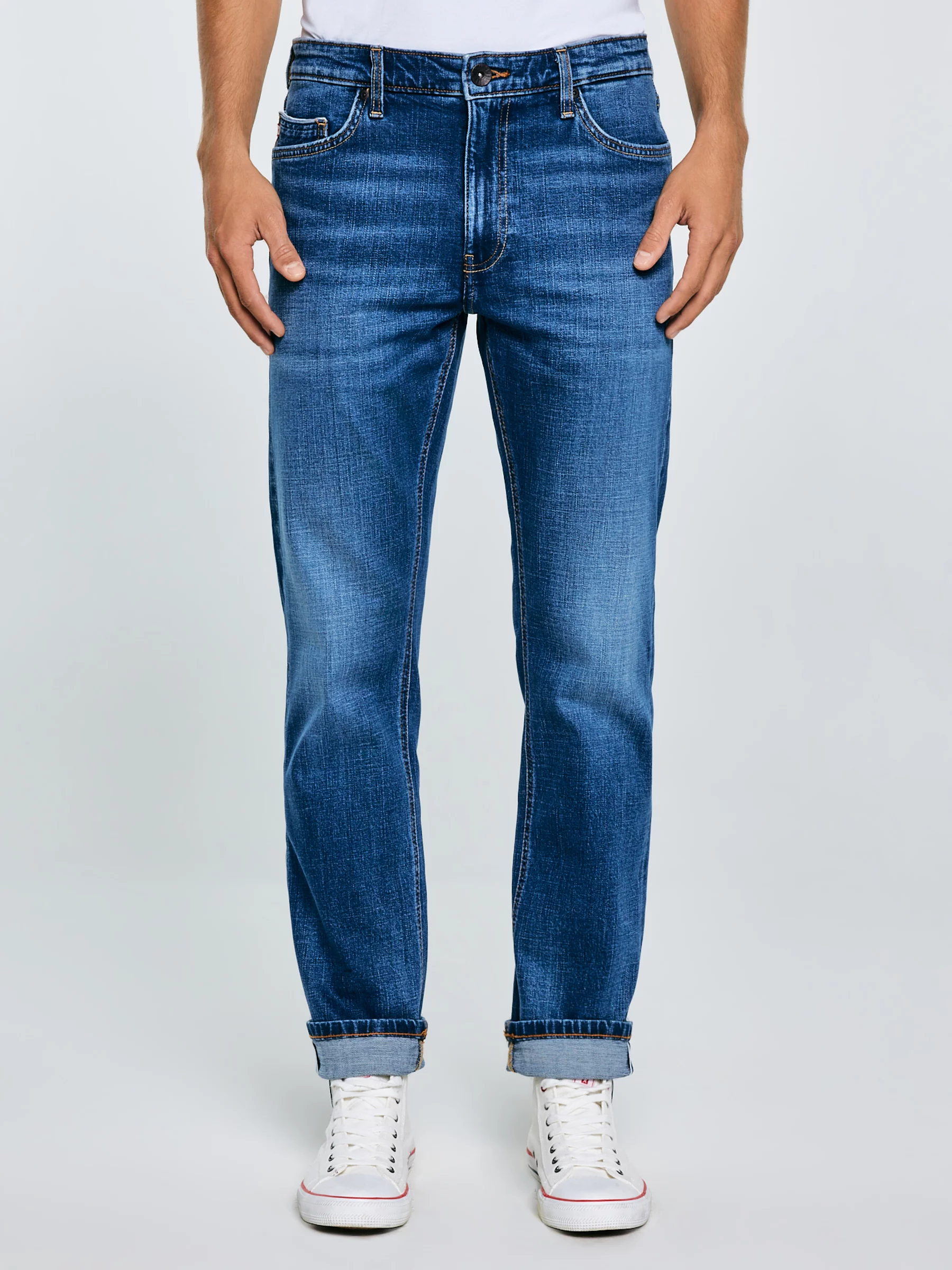 Jeansy męskie z prostą nogawką niebieskie Colt 480