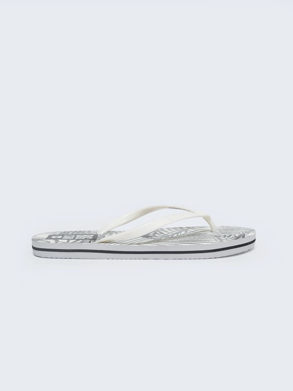 Japonki damskie z motywem roślinnym białe LL274818 101