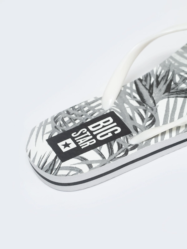 Japonki damskie z motywem roślinnym białe LL274818 101