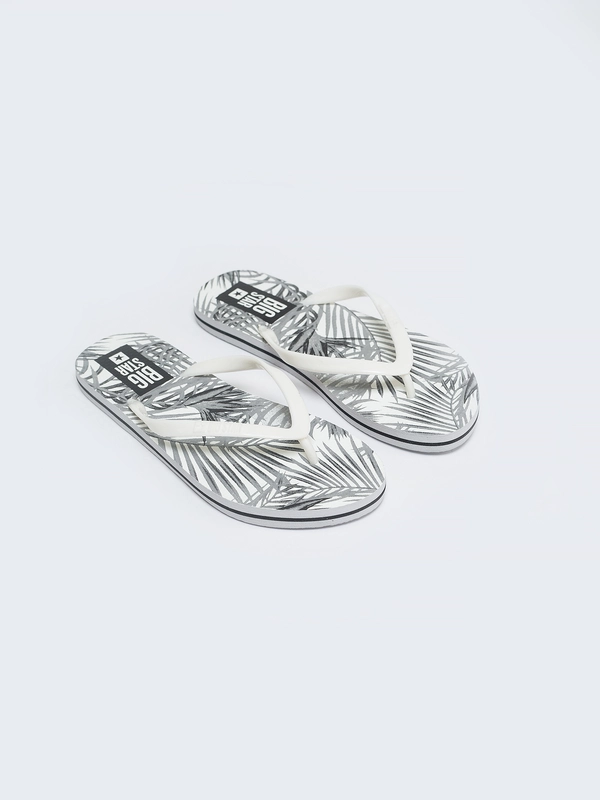 Japonki damskie z motywem roślinnym białe LL274818 101