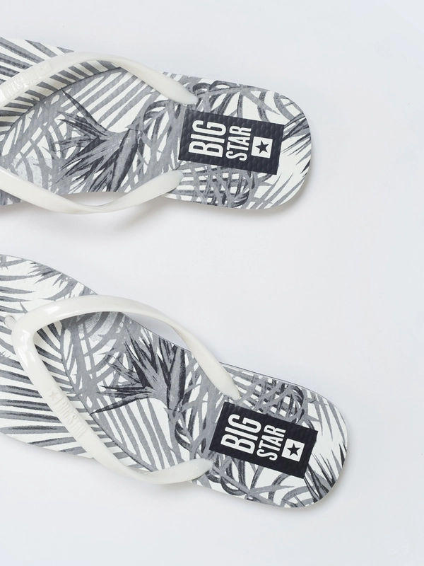 Japonki damskie z motywem roślinnym białe LL274818 101