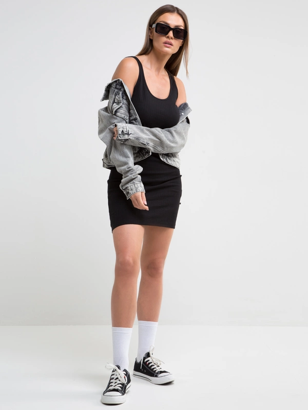 Sukienka damska mini w prążek czarna Majasa 906