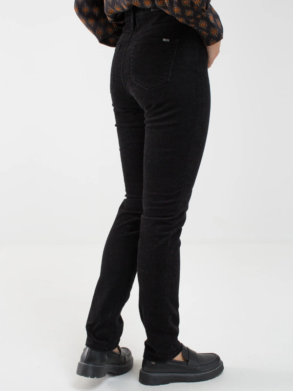 Spodnie damskie sztruks czarne Katrina High Waist Cord 906