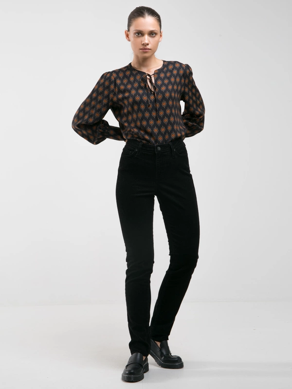 Spodnie damskie sztruks czarne Katrina High Waist Cord 906