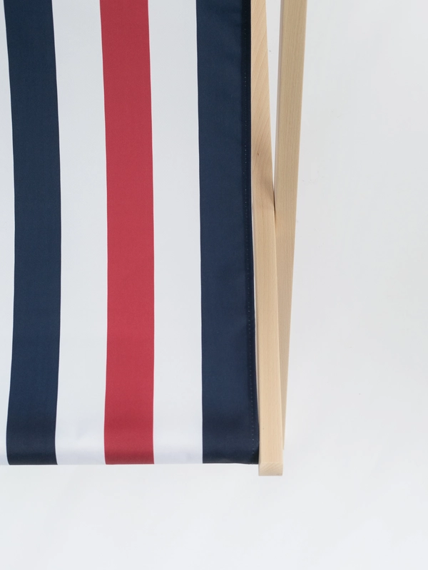 Leżak plażowy drewniany w pasy granatowy Summer 000