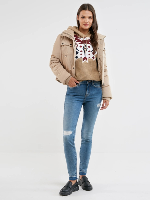 Jeansy damskie skinny z przetarciami niebieskie Adela 483