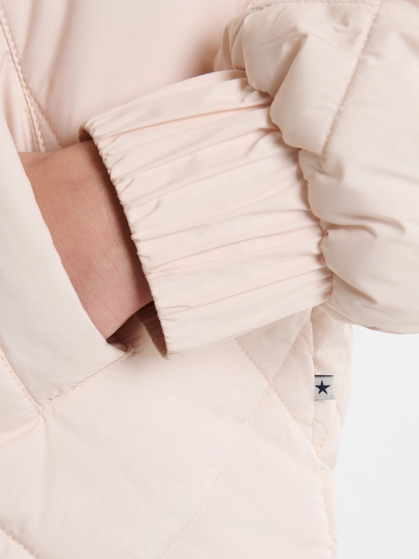 Kurtka damska pikowana z kapturem przejściowa kremowa Pery 103