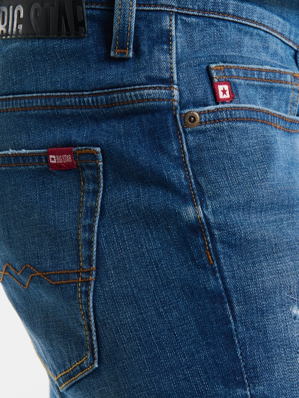 Jeansy męskie z przetarciami niebieskie Terry Carrot 419