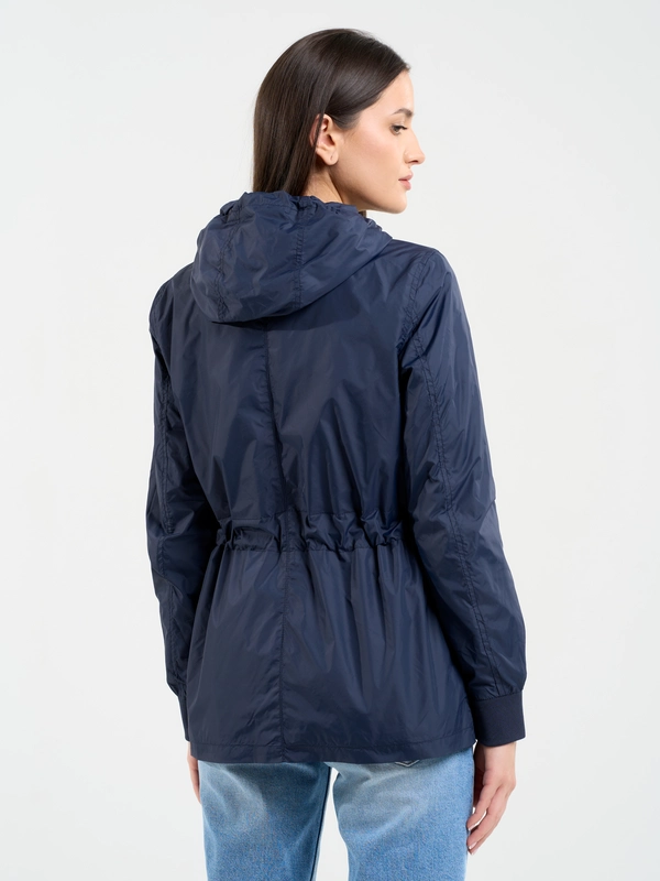 Kurtka damska z regulacją w tali z kapturem granatowa Mira 403
