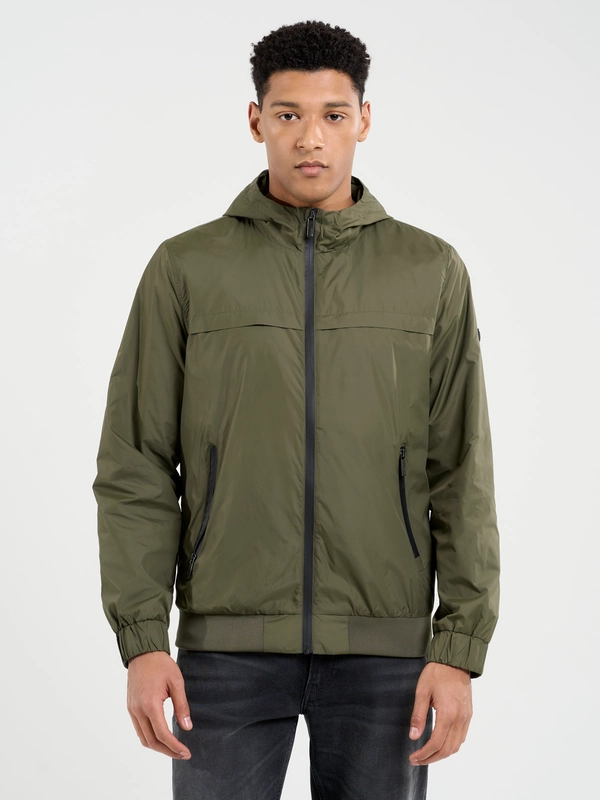 Kurtka męska ze ściągaczami z kapturem khaki Ronabi 303