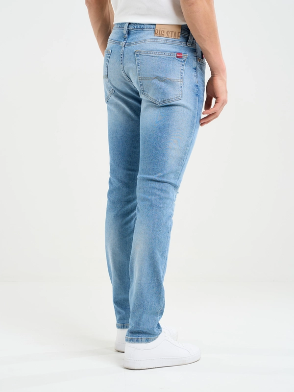 Jeansy męskie dopasowane z przetarciami jasnoniebieskie Terry Slim 239