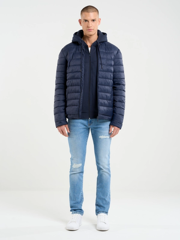 Jeansy męskie dopasowane z przetarciami jasnoniebieskie Terry Slim 239