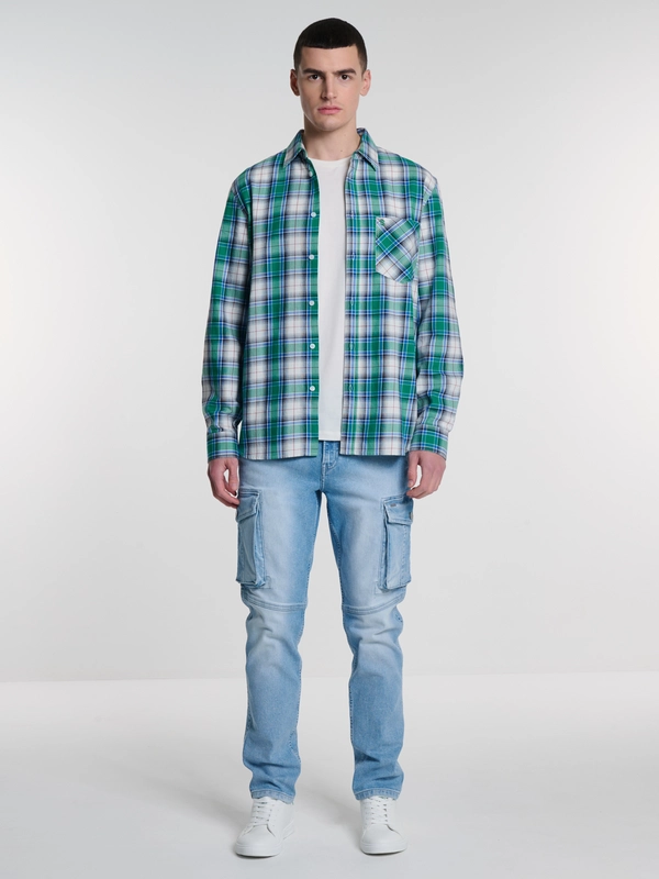 Jeansy męskie typu cargo błękitne Ian 217