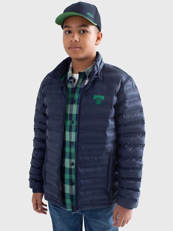 Kurtka chłopięca przejściowa z kapturem granatowa Acarfin 403