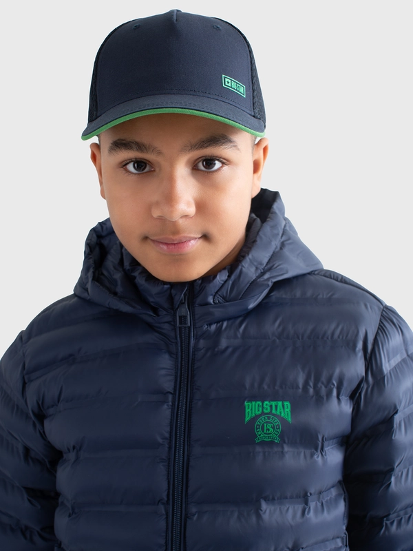 Kurtka chłopięca przejściowa z kapturem granatowa Acarfin 403