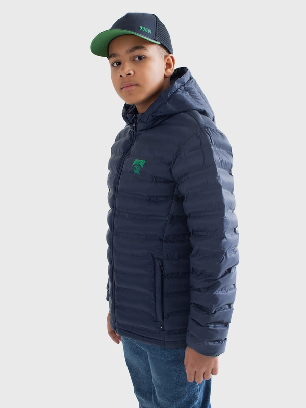 Kurtka chłopięca przejściowa z kapturem granatowa Acarfin 403