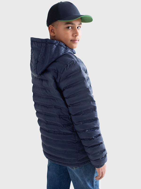Kurtka chłopięca przejściowa z kapturem granatowa Acarfin 403