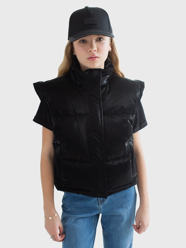 Kamizelka dziewczęca pikowana czarna Nenvia 906