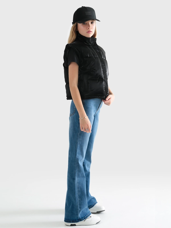 Kamizelka dziewczęca pikowana czarna Nenvia 906