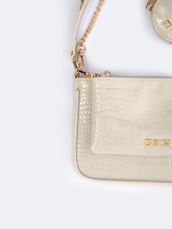 Torebka damska multibag o strukturze krokodyla kremowa Uteri 102