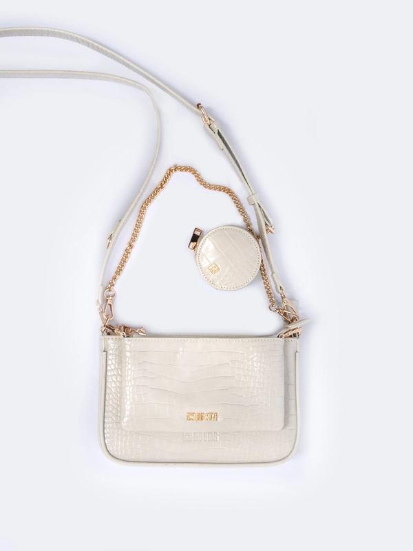 Torebka damska multibag o strukturze krokodyla kremowa Uteri 102