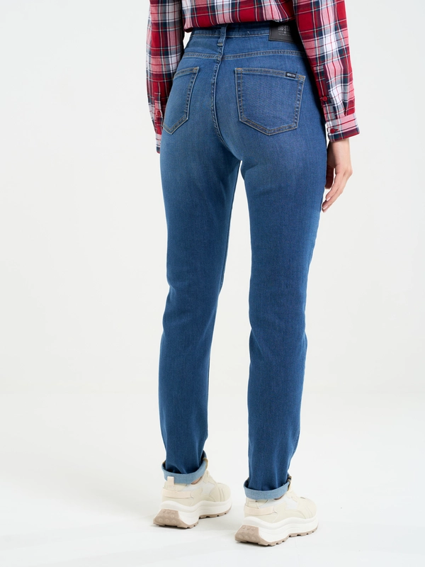 Jeansy damskie z wysokim stanem niebieskie Katrina High Waist 344