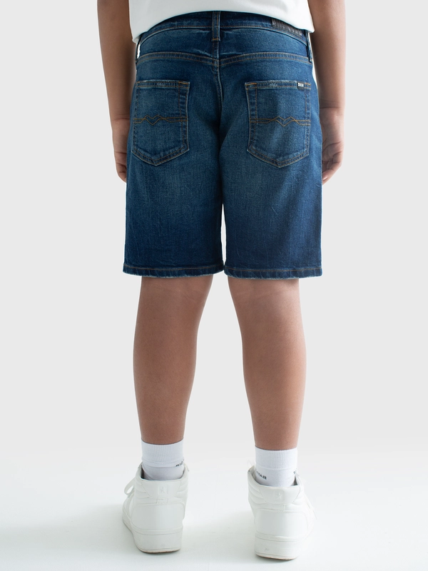 Szorty chłopięce jeansowe z przetarciami granatowe Matt 561