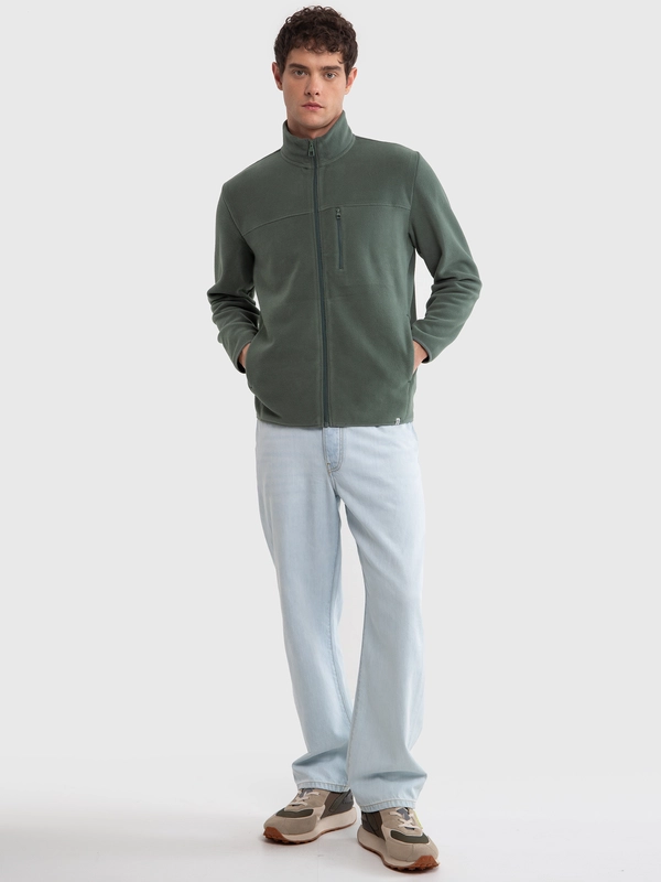 Bluza męska polarowa rozpinana khaki Malkom 303