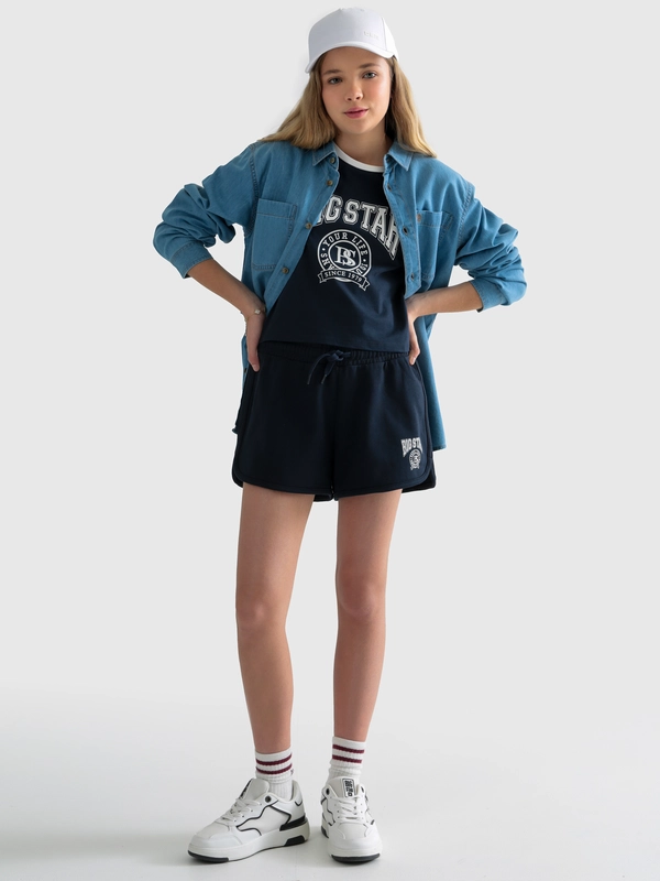 Szorty dziewczęce dresowe granatowe Szortencja 403
