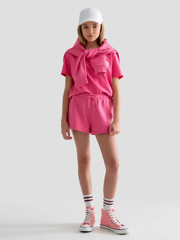 Szorty dziewczęce dresowe różowe Szortencja 601