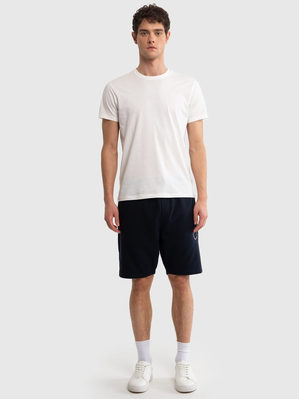 Szorty męskie dresowe wiązane w pasie granatowe Kersyner 403