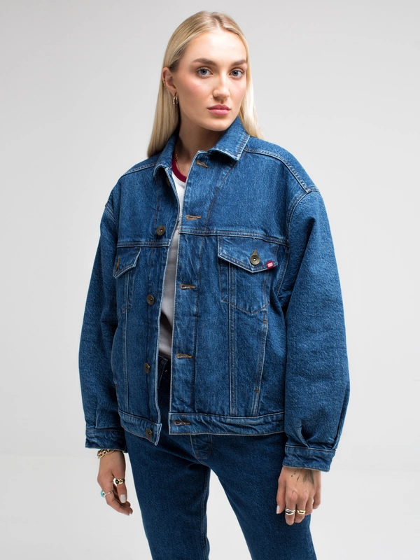 Granatowa kurtka damska jeansowa ocieplana - katana z kolekcji