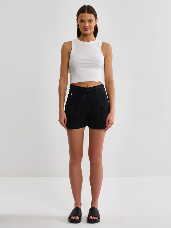 Szorty damskie tkaninowe czarne Atsuko 907