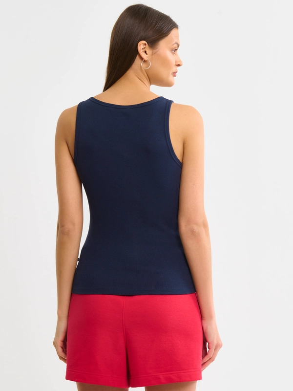 Koszulka damska na ramiączkach prążkowana granatowa Aurela 403