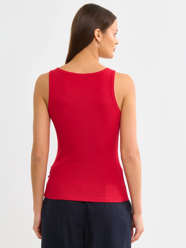 Koszulka damska na ramiączkach prążkowana czerwona Aurela 603
