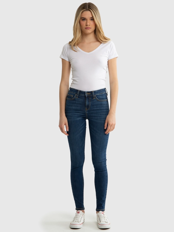 Jeansy damskie z wysokim stanem niebieskie Lorena High Waist 364