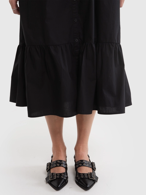 Baleriny damskie w szpic z odkrytą piętą 2w1 czarne NN274003 906