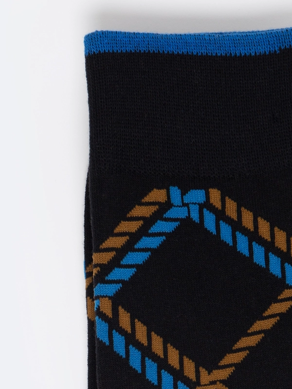 Skarpety męskie w kratę czarne Chester 906