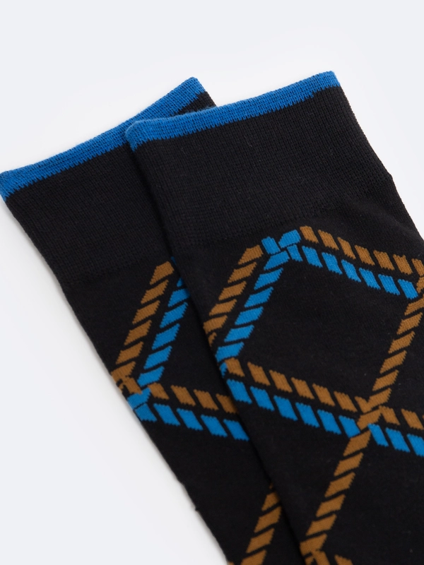 Skarpety męskie w kratę czarne Chester 906