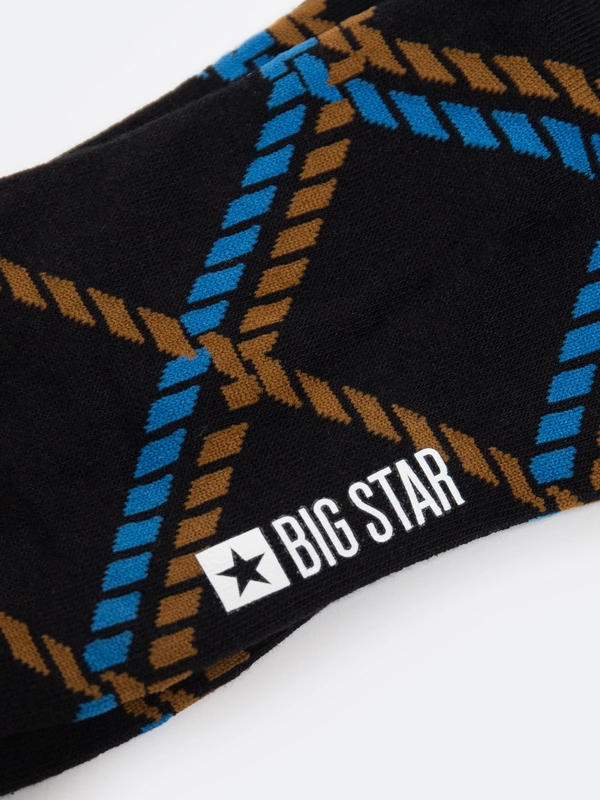 Skarpety męskie w kratę czarne Chester 906