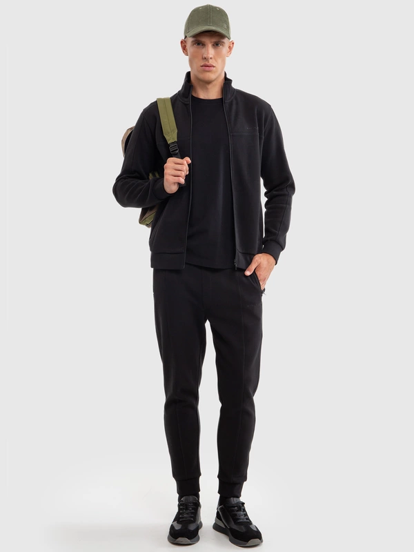 Bluza męska rozpinana ze stójką czarna Wlador 906