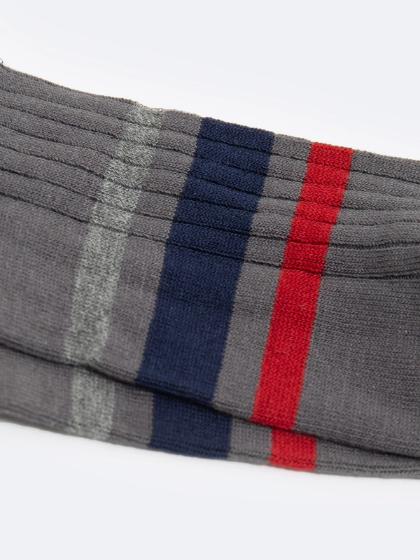 Stopki męskie bambusowe w paski szare Tagar 905